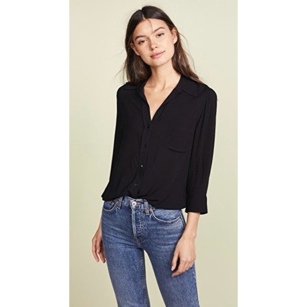 L'AGENCE Ryan Blouse in Navy Blue - Size Large